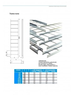 Elece E6600gv Escalera Tramo            600mm X 64mm X 3 Mts Ala 64 Bandeja Portacable (prodem Tre-64-16-600) 2